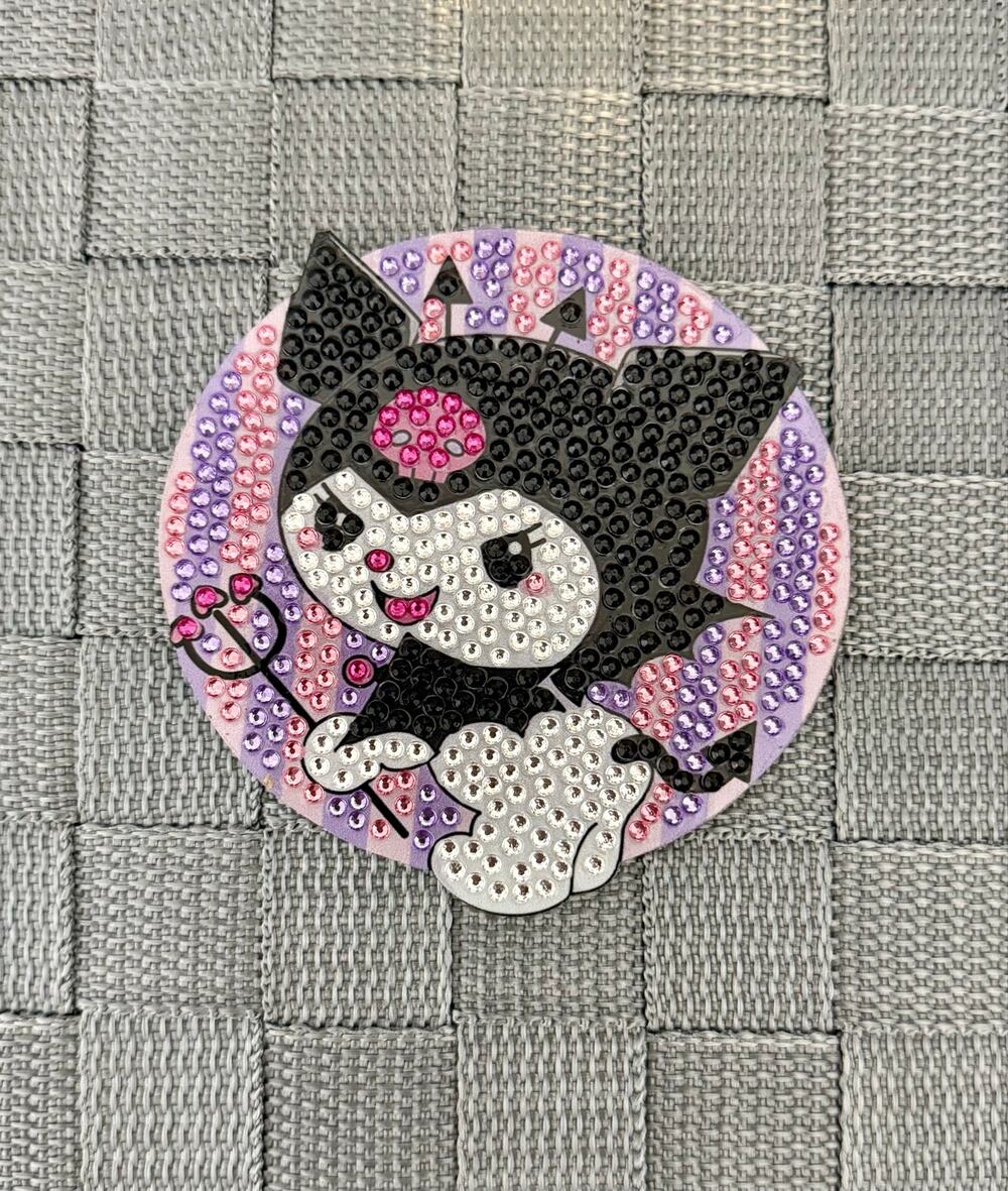 Kuromi Diamond Painting Coaster New Sanrio Pink Purple Round 4”